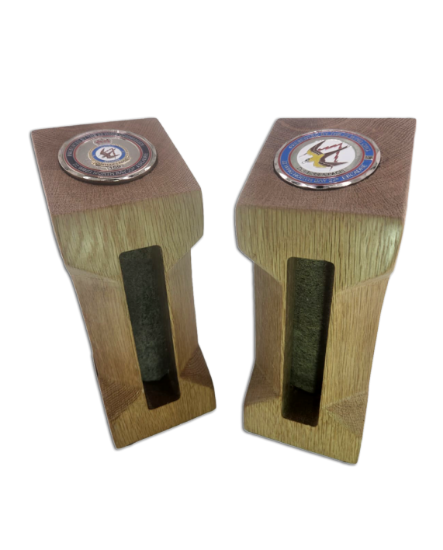Picture of The Tilted Tribute : Inlaid Coin Paper Weight and Coin Display – Military, Police & Corporate Promotion or Farewell Gift
